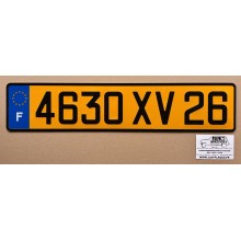 Plaque jaune 520 x 110 mm homologuée