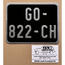 Plaque noire moto 170 x 130 mm - Modèle raccourci